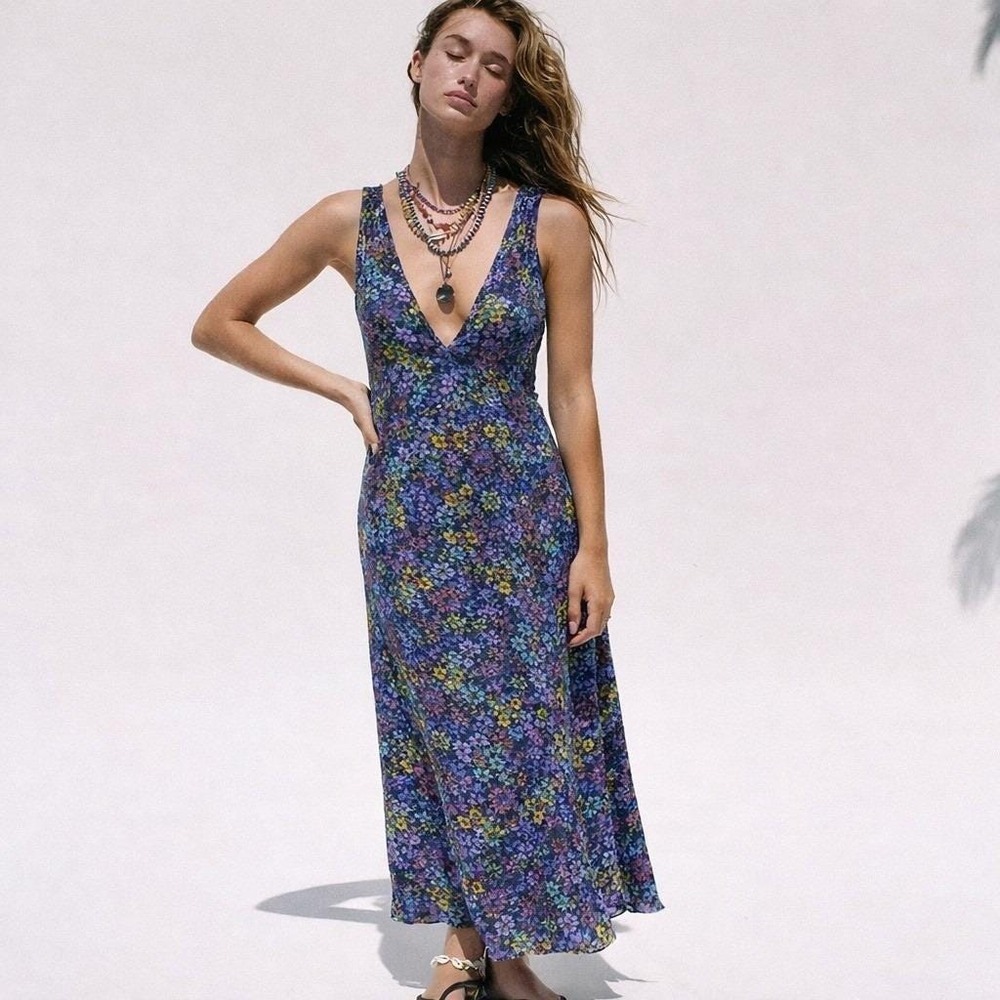 Jones New York Floral Silk Slip Dress Womens 8 Purple Romantic Feminine Classic